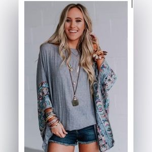 Three Bird Nest Gray and Multicolor Tunic